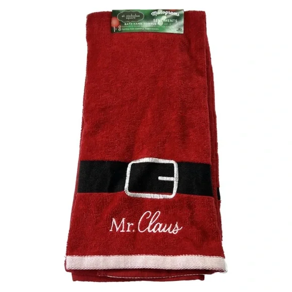 St. Nicholas Square Holiday Season Mr & Mrs Claus Hand Towel 2-pack Set NEW - Picture 2 of 4